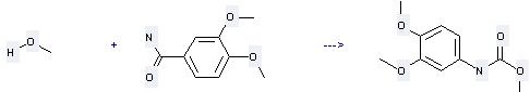 Benzamide,3,4-dimethoxy- can react with methanol to get (3,4-Dimethoxy-phenyl)-carbamic acid methyl ester. 